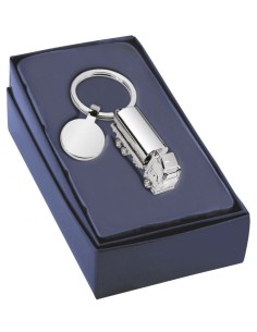 Portachiavi cromato «Camion cisterna» in scatola regalo