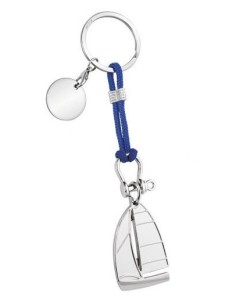 Portachiavi cromato «Barca a vela» in scatola regalo