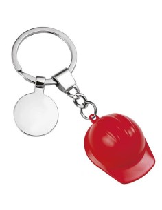 Portachiavi acciaio «Cappello elmetto rosso» in scatola regalo
