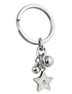 Portachiavi in metallo «Stella con charm» in scatola regalo