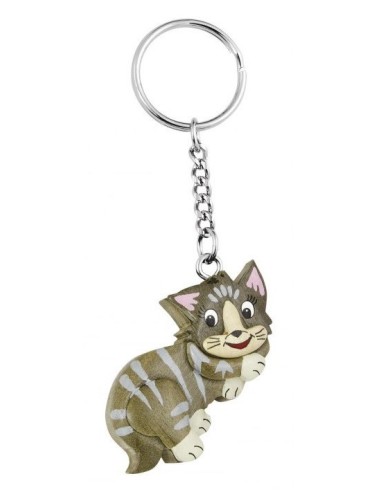 Portachiavi in legno naturale – Gatto