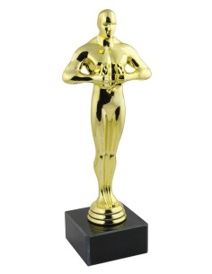 Statuina trofeo dorato con base marmo Cm. 15 in scatola regalo