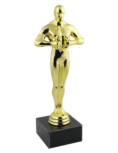 Statuina trofeo dorato con base marmo Cm. 15 in scatola regalo
