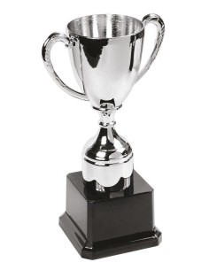Coppa trofeo due manici argentata silver Cm. 19 base piena