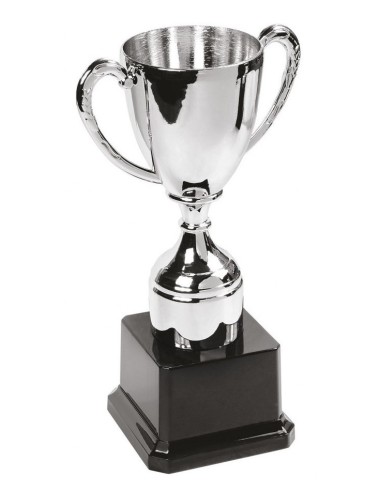 Coppa trofeo due manici argentata silver Cm. 19 base piena