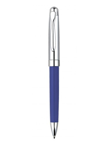 Penna sfera in metallo blu e cromata