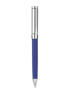 Penna sfera in metallo blu e cromata