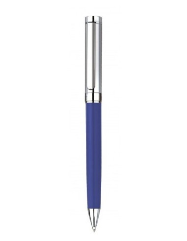 Penna sfera in metallo blu e cromata