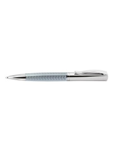Penna sfera in metallo cromata azzurra
