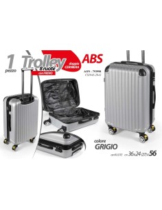 Valigia trolley 8 ruote con freno Cm. 56x36x24 - Grigio 2