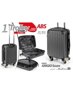 Valigia trolley 8 ruote con freno Cm. 56x36x24 - Grigio scuro 2