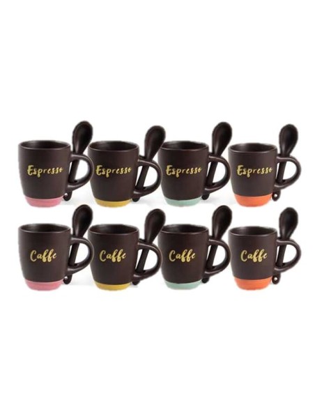 Tazzina da caffè con cucchiaino "Caffè - Espresso" - Colori assortiti
