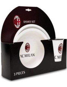 Set in plastica con piatto piano + fondo + bicchiere – AC Milan