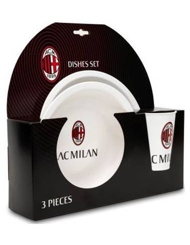 Set in plastica con piatto piano + fondo + bicchiere – AC Milan