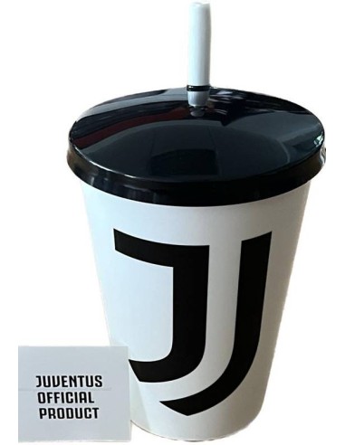 Bicchiere plastica con cannuccia FC Juventus