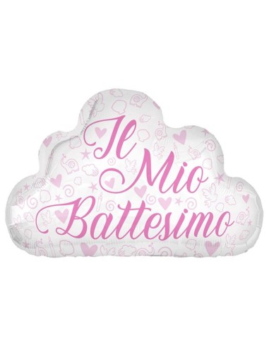 Palloncino mylar 20" Cm. 50 - Nuvoletta Il mio battesimo rosa