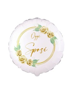 Palloncino mylar 9" minishape - Oggi sposi rose bianche - Blister 5 pezzi