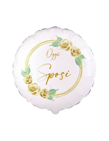 Palloncino mylar 9" minishape - Oggi sposi rose bianche - Blister 5 pezzi