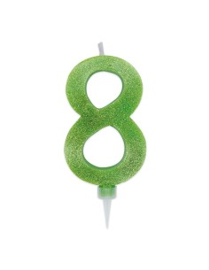 Candelina Per Torta Numero Maxi Glitter Verde N.8