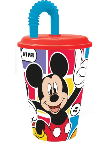 Bicchiere plastica con cannuccia 430 ML – Mickey Topolino