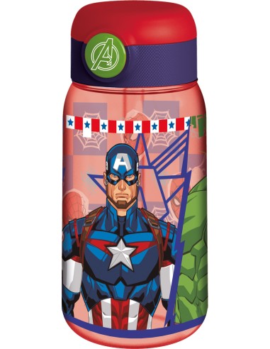 Borraccia con cannuccia trasparente Pop Up 510 ML – Avengers