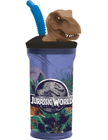 Bicchiere con cannuccia 3D Tritan – Dinosauro