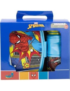 Valigetta regalo con borraccia e portapranzo plastica – Spiderman