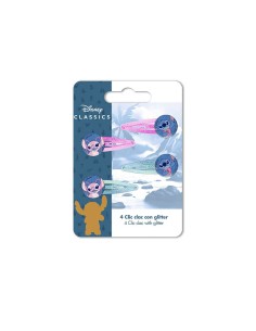 Blister 4 mollette clic clac glitterate - Stitch