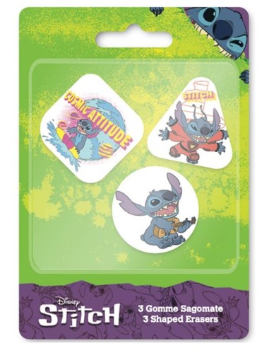 Blister 3 gomme per cancellare sagomate - Stitch