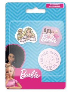 Blister 3 gomme per cancellare sagomate - Barbie