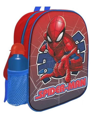 Zainetto asilo cm. 30 con borraccia alluminio Cm. 30x25x8 - Spiderman