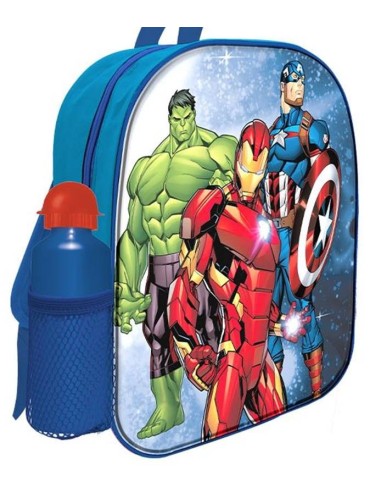 Zainetto asilo cm. 30 con borraccia alluminio Cm. 30x25x8 - Avengers