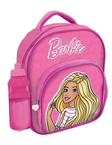 Zainetto asilo Cm. 30 deluxe con tasca anteriore e borraccia pvc - Barbie