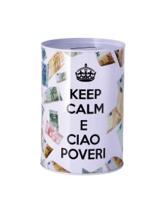 Salvadanaio latta cilindro Cm. 10x15 - Frasi spiritose  - Modelli assortiti 2