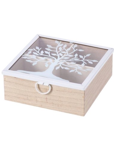 Scatola porta the Cm. 16x16x6 «Albero della vita» – Colori assortiti