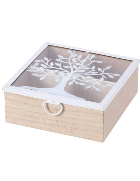 Scatola porta the Cm. 16x16x6 «Albero della vita» – Colori assortiti