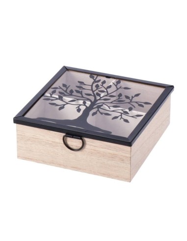 Scatola porta the Cm. 16x16x6 «Albero della vita» – Colori assortiti