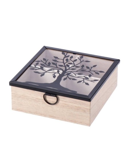 Scatola porta the Cm. 16x16x6 «Albero della vita» – Colori assortiti