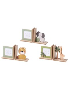 Set 2 fermalibri in legno «Animali della savana» Cm. 30x16 – Modelli assortiti