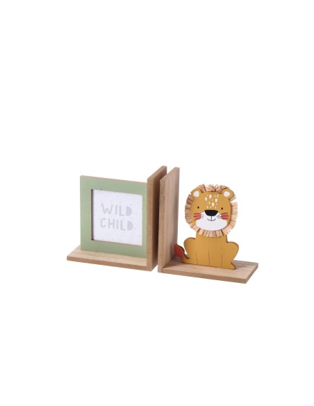 Set 2 fermalibri in legno «Animali della savana» Cm. 30x16 – Modelli assortiti