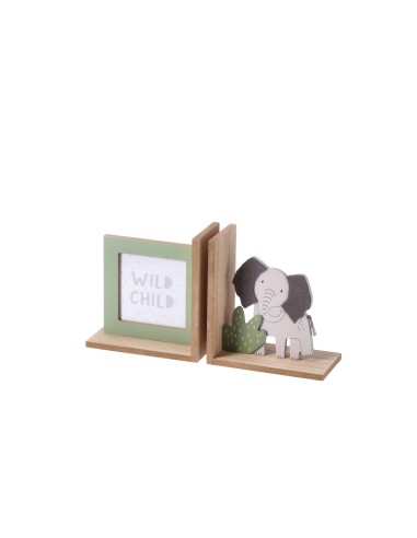 Set 2 fermalibri in legno «Animali della savana» Cm. 30x16 – Modelli assortiti