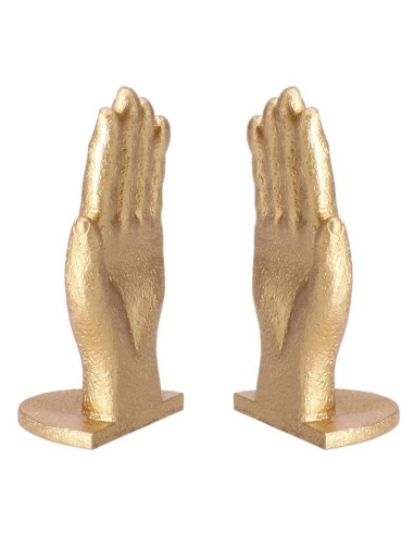 Set 2 fermalibri resina mano dorata Cm. 8x6,5x16