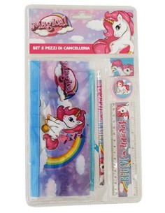 Blister scuola 5 pezzi con astuccio bustina – Unicorno