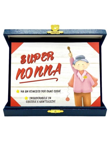 Targa con cofanetto rettangolare Cm. 21x17 - Super Nonna