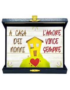 Targa con cofanetto rettangolare Cm. 21x17 - A casa dei nonni l'amore vince sempre