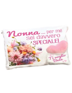 Cuscino rettangolare con taschina e cuoricino Cm. 43x32 - Nonna 2