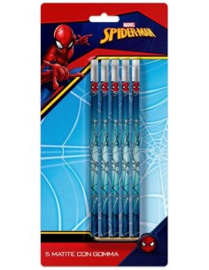 Blister 5 matite con gomma in blister - Spiderman