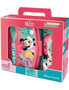 Valigetta regalo con borraccia alluminio e portamerenda con posate - Minnie