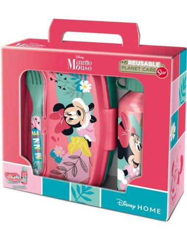 Valigetta regalo con borraccia alluminio e portamerenda con posate - Minnie