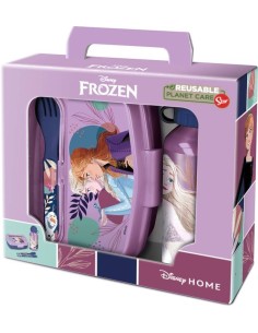 Valigetta regalo con borraccia alluminio e portamerenda con posate - Frozen